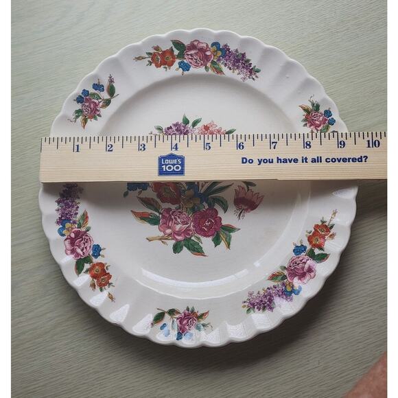 LIMOGES AMERICAN WALES-Dinner Plate-Floral-Scalloped Edges - Picture 9 of 9